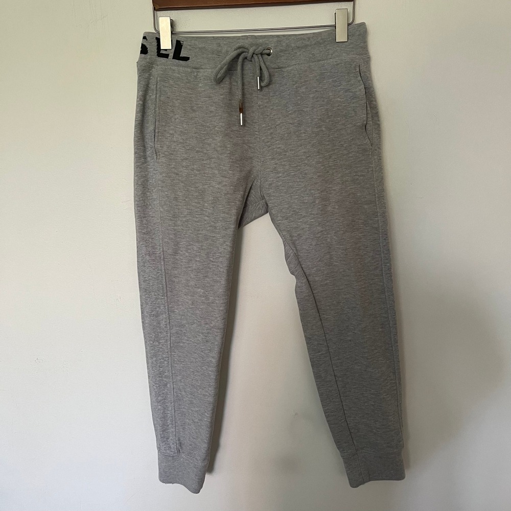 Diesel Mens Heather Gray Waffle Knit Logo Waistband Joggers Slim Fit Sweatpants